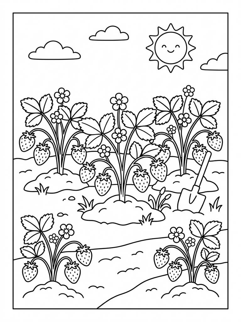 Strawberry Patch Coloring Page