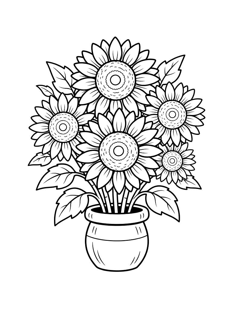 Sunflower Arrangement Coloring Page