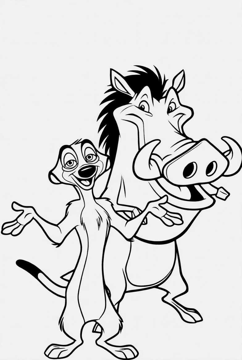Timon and Pumbaa Hakuna Matata Coloring Page