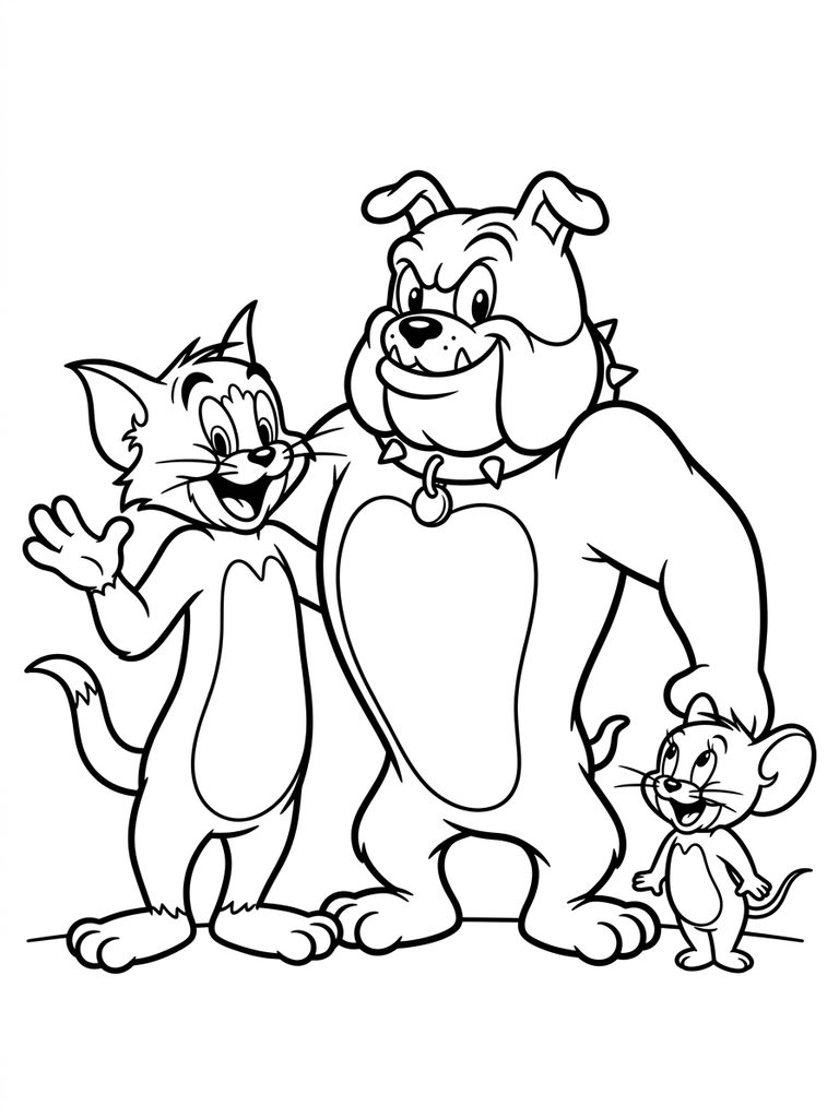 Tom And Jerry With Spike The Dog Coloring Page