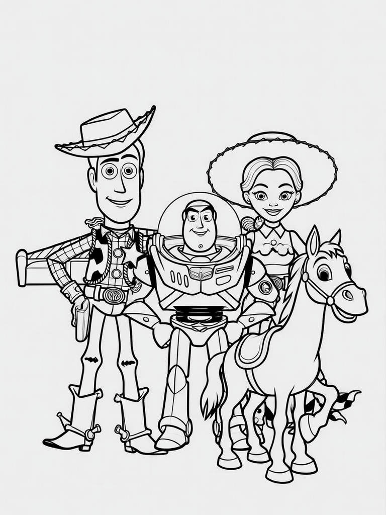 Toy Story Friends Group Scene Coloring Page