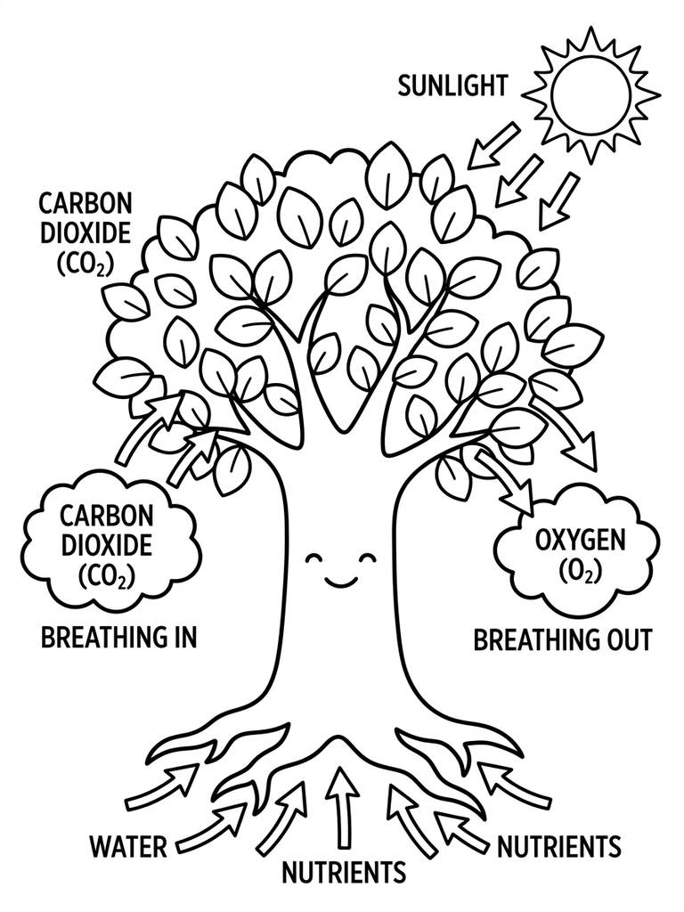 Tree Breathing Visualization Coloring Page