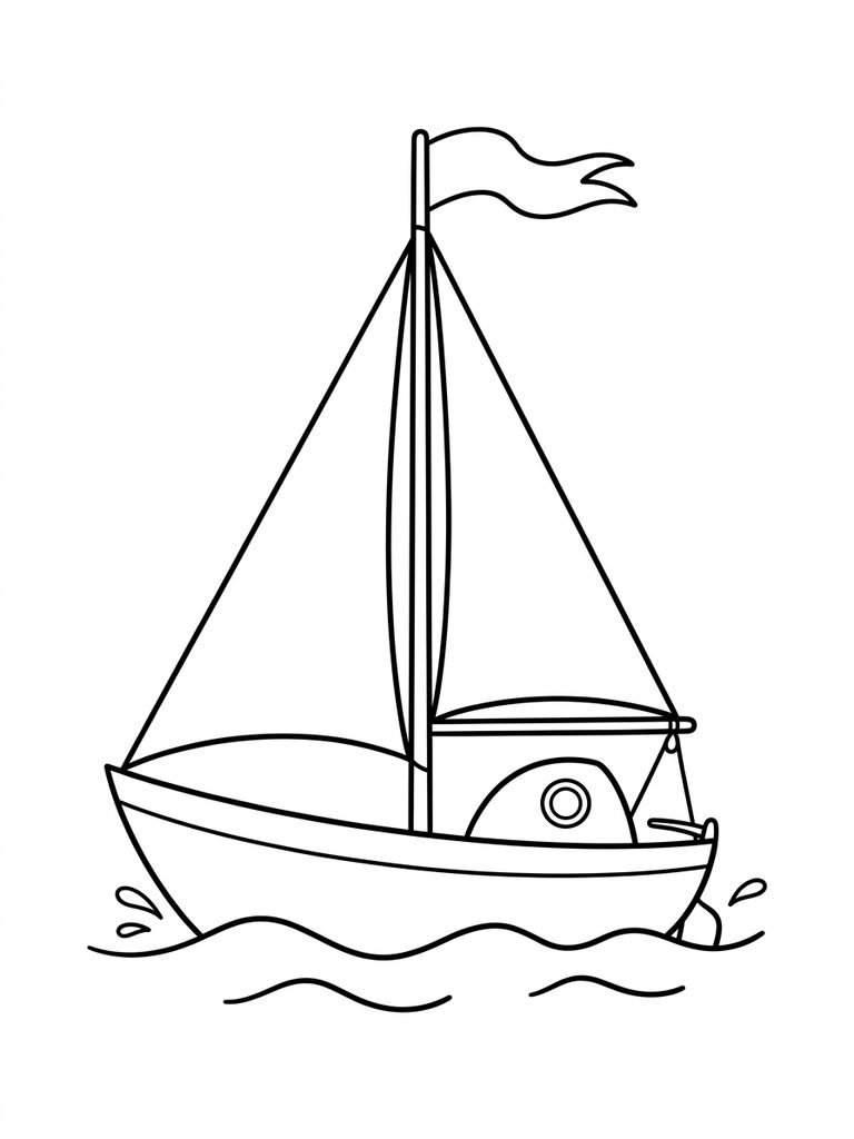 Triangle Sailboat Coloring Page