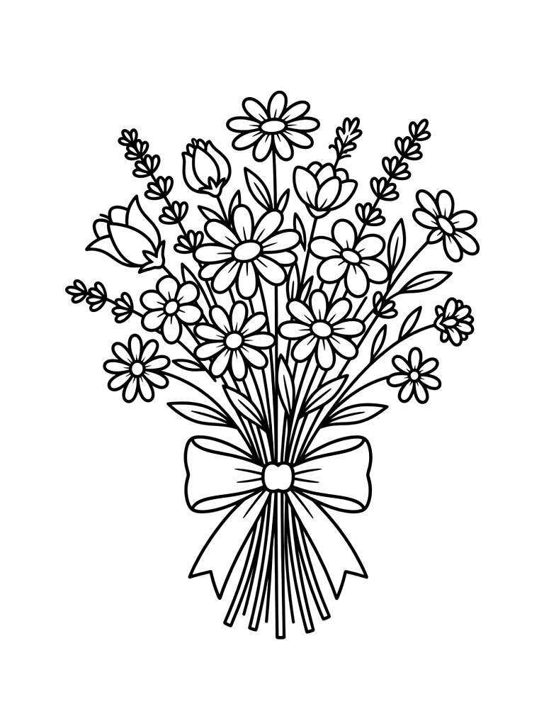Vintage Botanical Wildflower Bouquets Coloring Page