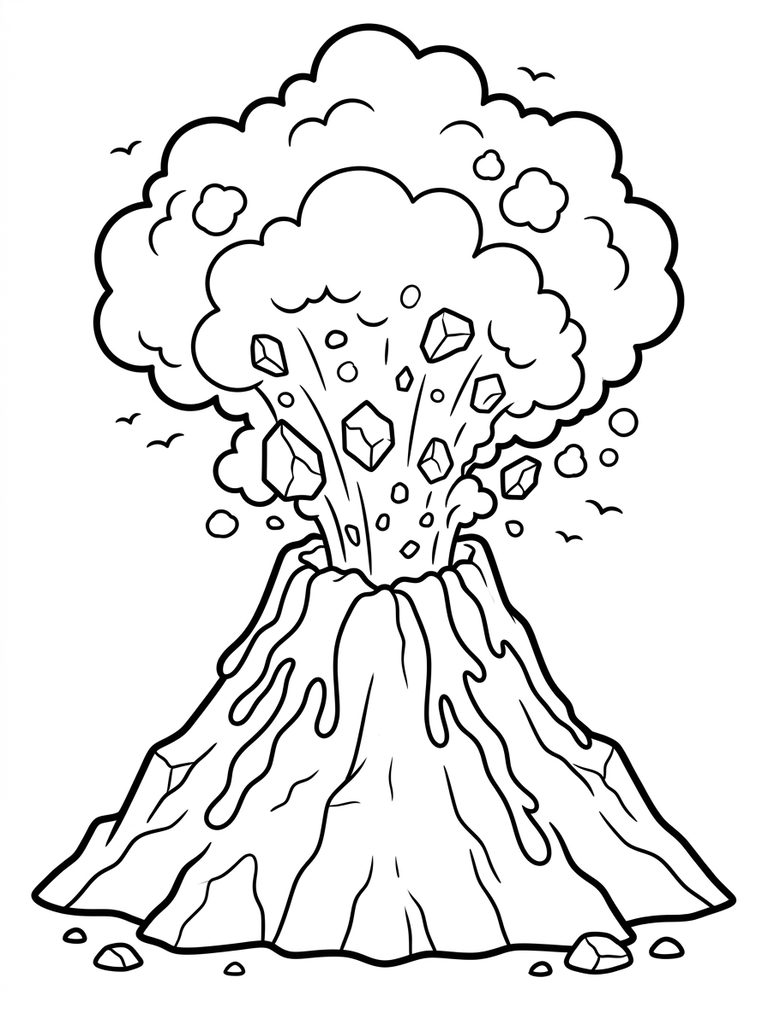 Volcano Eruption Coloring Page