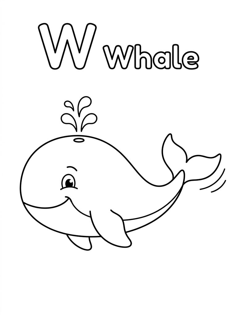 W Is For Whale Coloring Page