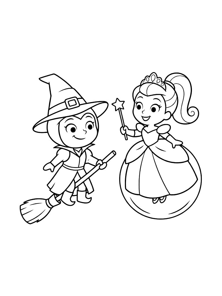 Wicked Movie: Elphaba & Glinda Fantasy Art Coloring Page