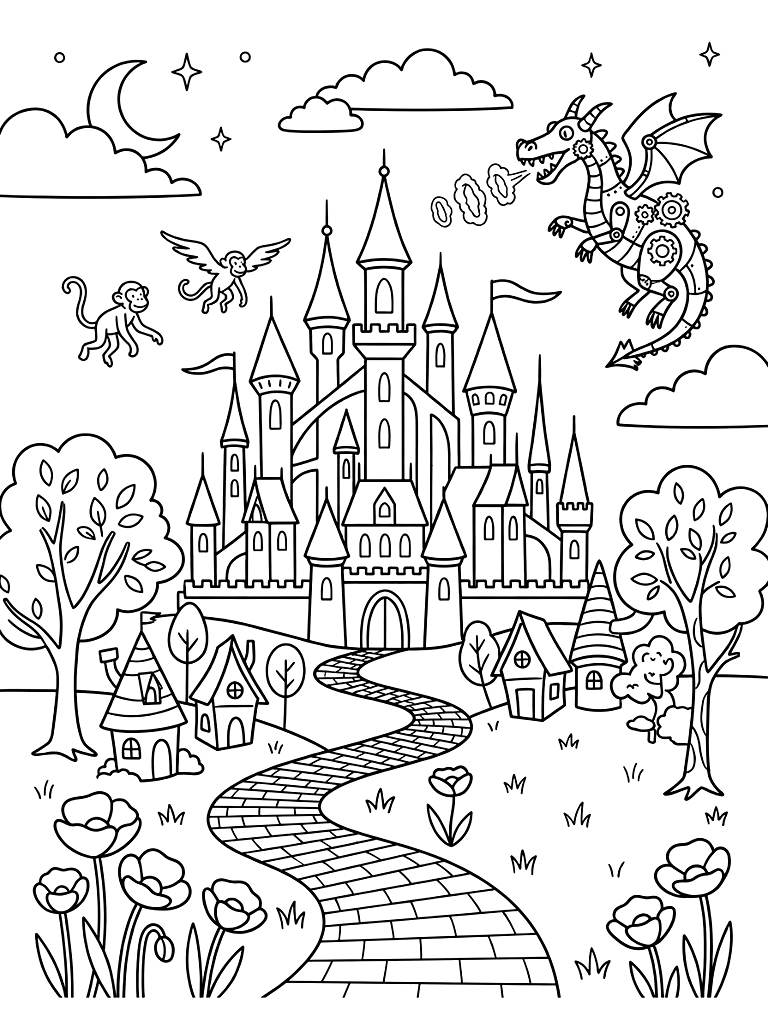 Wicked Movie Fantasy Landscapes Coloring Page