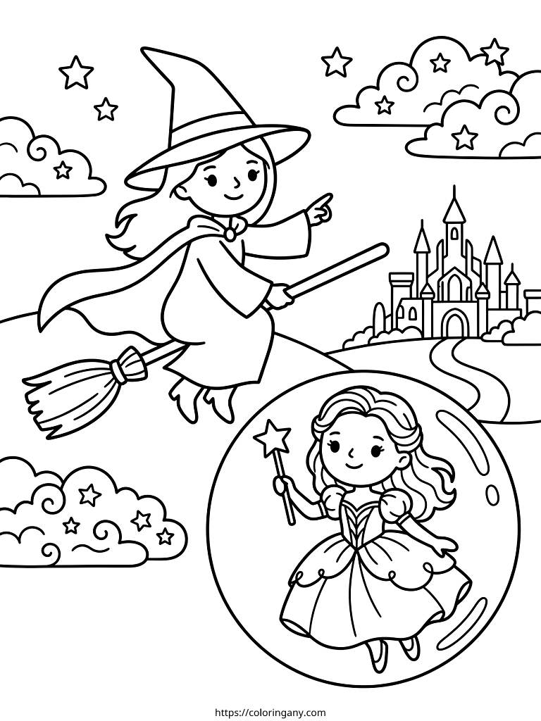 Wicked Movie Part 2 Fantasy Aesthetic Coloring Page