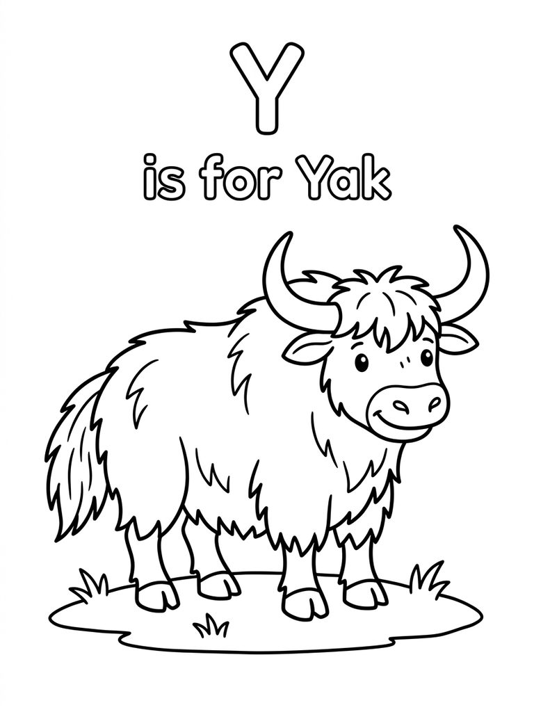 Y Is For Yak Coloring Page