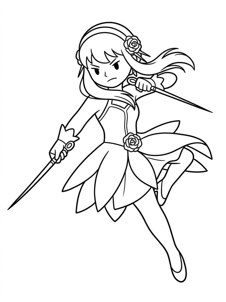 Yor Forger Thorn Princess / Action Pose Coloring Page