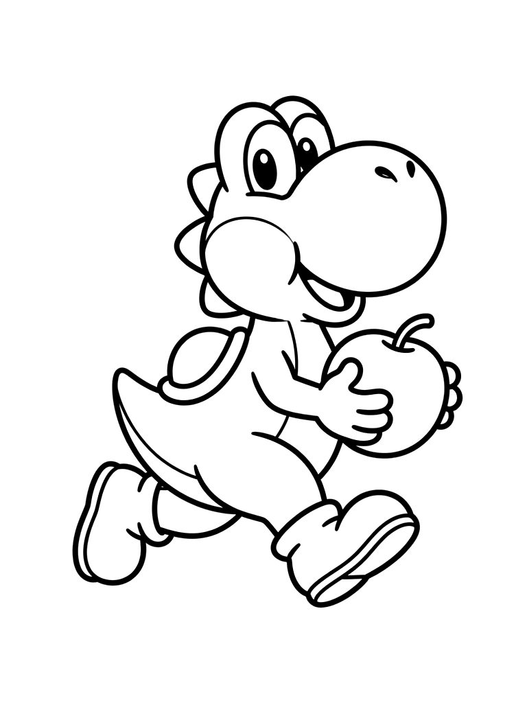 Yoshi Eating Fruit Or Running Coloring Page