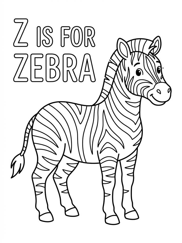 Z Is For Zebra Coloring Page