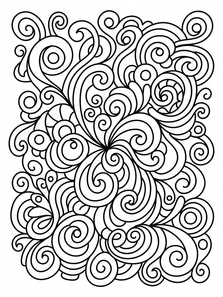 Zen Doodle Abstract Swirls And Loops Coloring Page